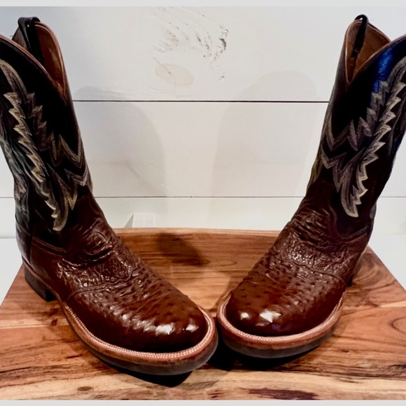 Lucchese 2000-Men's Boots. Chocolate/Brown Ostrich 11 D.  Pre-owned. - Picture 1 of 6